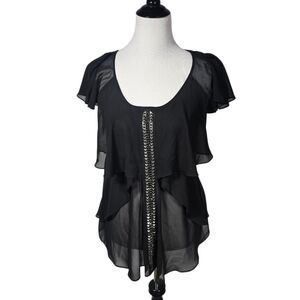 Bisou Bisou Medium Black Sheer Blouse